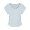 V-neck Short-sleeved Shoulder T-shirt Design Tight Waist Bottoming Shirt