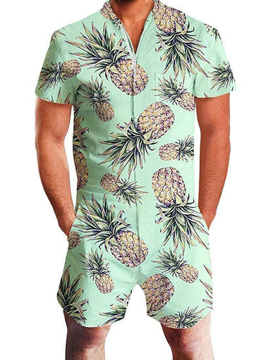 Sommerlicher Kurzarm-Overall Hawaiian Pineapple