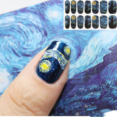 14 Stücke Nagelsticker Glitzer Sternenhimmel