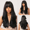 Dark Brown Dyed Light Brown Bangs Long Curly Hair Wigs Mechanism Headgear