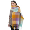 Men's And Women's Round Yarn Coarse Tassel Plaid Scarf