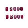 Nailart Patch mit fertigem Nailart-Aufnäher, kurz, Rose, Rot, Katzenauge