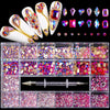 21 Grid Boxed Nail Strass Flache Glas Nagel Strass Schmuck Set