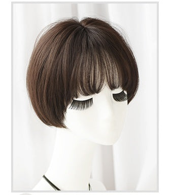 Wig female short hair Korean air bangs bobo wave head realistic chemical fiber wig headgear