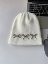 Fashion Beads String Bow Woolen Cap Women