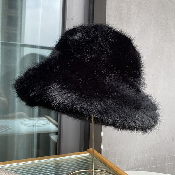 Imitationspelz Damen Herbst und Winter Wild Long Fur Bucket Hat