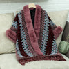 Women's Striped Knitted Tassel Cloak Loose Ethnic Style