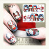 Red snowflake deer snowman nail sticker