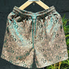 Men's Fashionable Ethnic Style Laser Dark Flower Fashion Ice Silk Shorts