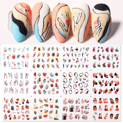 New Nail Art Watermark Sticker Art Leaves Character Decals