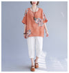 Korean Cotton Hemp Fat Mm Half Sleeve Top Summer