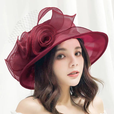 Women's Sun Hat Mesh Bowler Hat Organza Summer Sun Hat