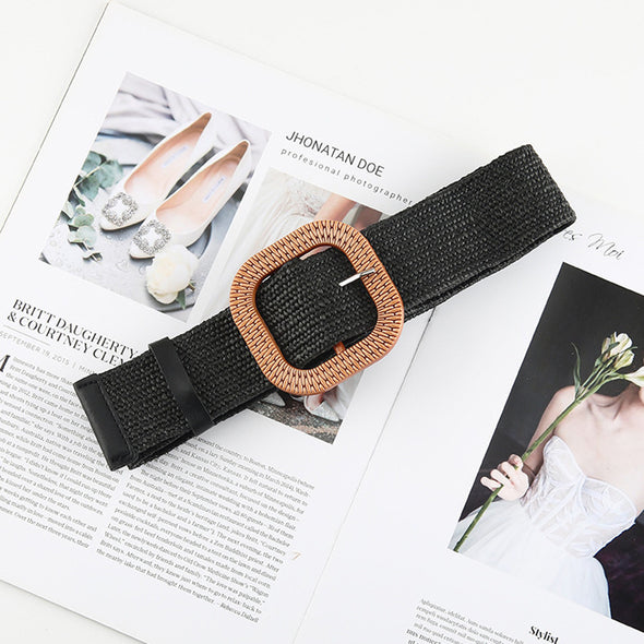 Cotton And Linen Straw Woven Belt Women