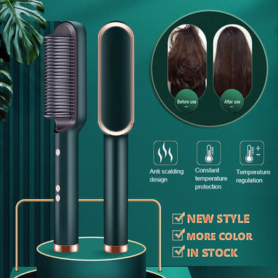 Neu 2 In 1 Haarglätter Heißer Kamm Negative Ionen Curling Tong Dual-zweck Elektrische Haar