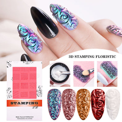 Nail Art Silikon Druck Schablone Kunststoff 3D Relief