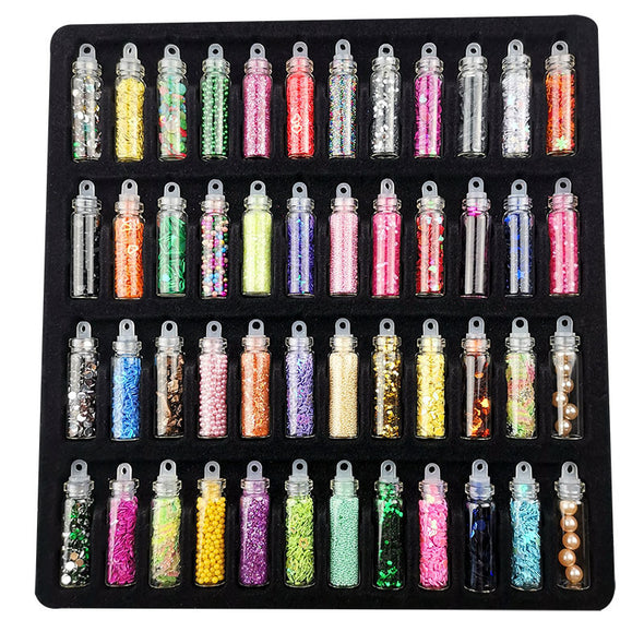 DIY 48 color glass bottle glitter sequin manicure jewelry