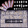 21 Grid Boxed Nail Strass Flache Glas Nagel Strass Schmuck Set