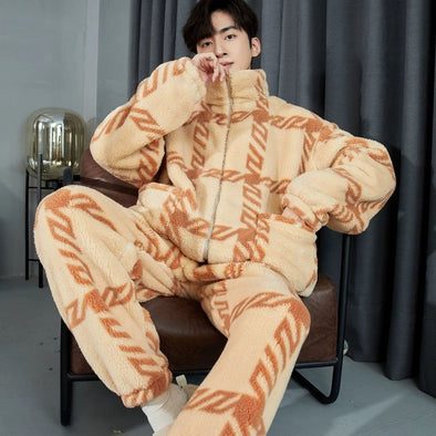 Men's Zipper Pajamas Winter Thickened