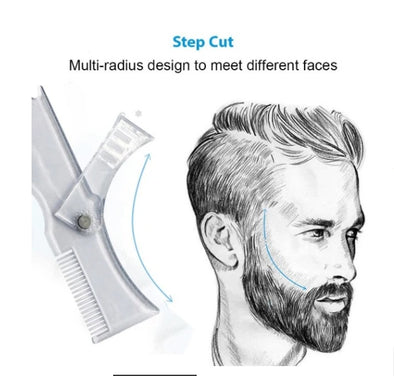 Multifunctional Men Beard Shaping Styling Template Comb Manual Rotating Shaving Built-in Combs