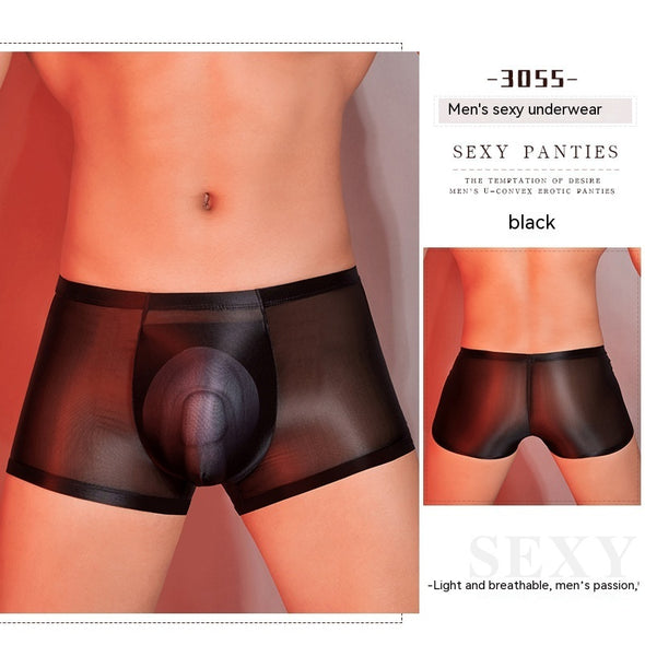 Oil Glossy U Convex Ultra-thin Transparent Men's Comfortable Stretch Shorts