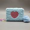 Plush Coin Purse Love Embroidered Zipper