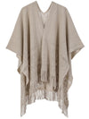 Warp Knitted Solid Color Tassel Thin Hollow Shawl