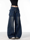 Women's Wide-leg Jeans With Pockets High Waist Loose Trousers