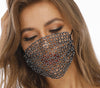 Novelty Fishnet-shaped Star Rhinestone Face Mask