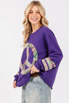 SAGE FIG Peace Applique Patch Long Sleeve Top