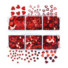 Small 6-cell Box Valentine's Day Series Bright Red Love Cut-out Nail Sequins