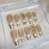 Temperament Cat Eye Champagne French Nails