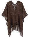 Warp Knitted Solid Color Tassel Thin Hollow Shawl