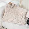 Collar Thick Cable-knit Pullover Sweater Cloak