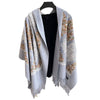 Autumn And Winter Cashmere-like Embroidered Scarf Female Tassel Floral Thickening