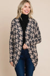 BOMBOM Houndstooth Open Front  Knit Cardigan