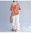 Korean Cotton Hemp Fat Mm Half Sleeve Top Summer