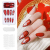 Bright Red Chinese Style Painting Wear Fake Nail Patch Manicure