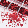 Small 6-cell Box Valentine's Day Series Bright Red Love Cut-out Nail Sequins