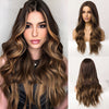 Medium Gradient Brown Highlight Wig Female