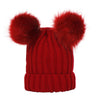 Autumn And Winter Baby Knitted Wool Double Fur Ball Sleeve Cap