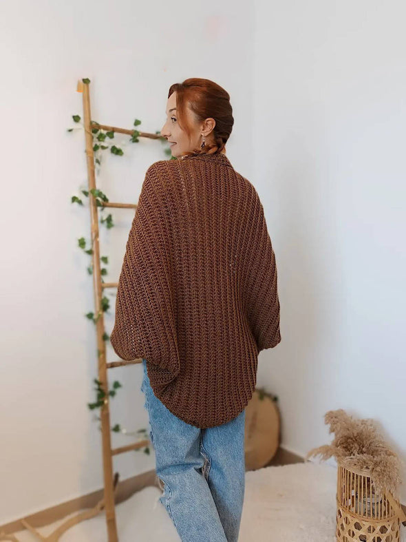 Women's Loose Sweater Coat With Shawl