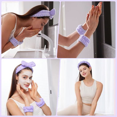 Headband Bracelet Four-piece Purple Hair Band