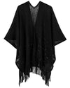 Warp Knitted Solid Color Tassel Thin Hollow Shawl