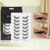 Wispy Natural Faux Mink Cat-Eye Look, False Eyelashes, 15mm 3D Vegan 7 Pairs Full Strip Clear Band (BO22-3)