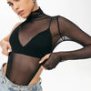 Transparentes Langarm-Top mit One-Shoulder-Träger für Damen