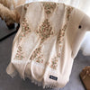 Autumn And Winter Cashmere-like Embroidered Scarf Female Tassel Floral Thickening