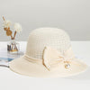 Hat Pearl Summer Women's Breathable Foldable Pearl Bow Sun Protection