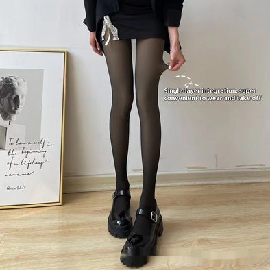 One Piece Translucent Pants With Bare Legs And Thickened Velvet