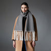 Winter New Double-faced Woolen Goods Solid Color Tassel Scarf