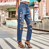 All-Match Washing Water Ripped Straight Denim Knöchellange Hose